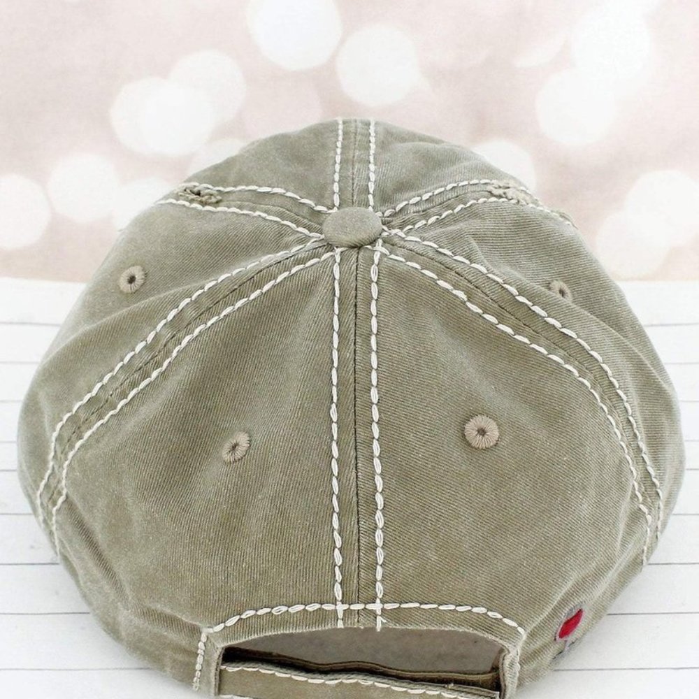 NWT Distressed Sometimes Wine Necessary Cap - Picture 2 of 3